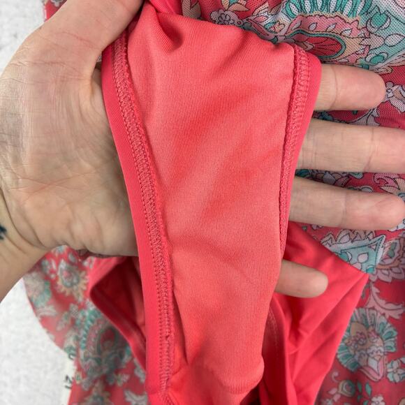 Coco Reef 2 Piece Tankini Top High Waist Bottom Padded 32DD/Small Pink Paisley - Picture 7 of 14